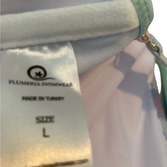 Plumeria Tye Dye 2 pc Bikini Pastel Blues Pinks Size Large Halter String Top NEW - Picture 4 of 14